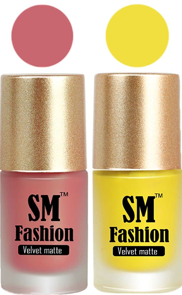 SM FASHION Nail Polishes, Light Nude-Yellow Velvet Matte Nail Paint Combo Set of 2 Pcs 7ml each-image-42
