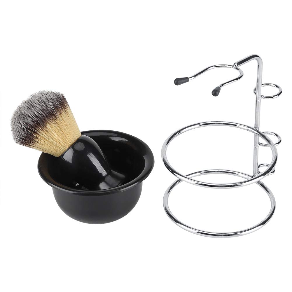 Kit de afeitar de 4 piezas Juego de afeitadora de afeitar Manual de afeitar + Soporte de soporte de acero Stainess + Brocha + Juego de tazón