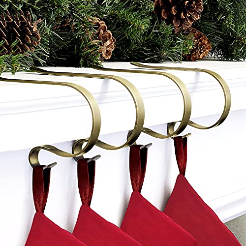 Shaper Corset Stocking Holders for Mantle Set of 4 Christmas Stocking Hangers for Mantel Decor Hooks for Fireplace Mantle Freestanding