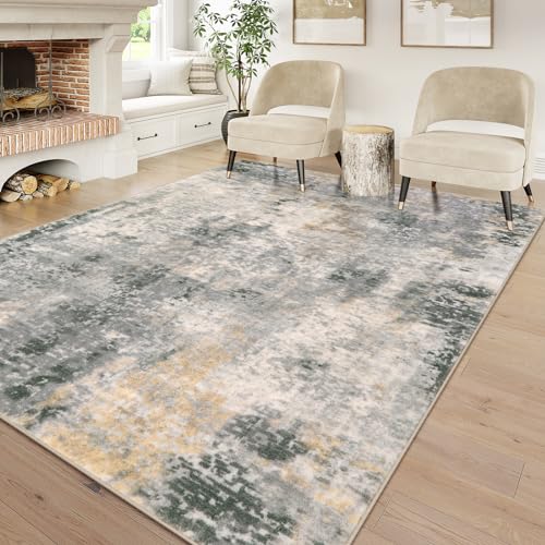 Lahome Modern Abstract Area Rug 6x9 Rugs for Living Room, Washable Accent Bedroom Rug Low Pile Non Slip, Grey Soft Indoor Contemporary Carpet for Dining Room Table Apartment