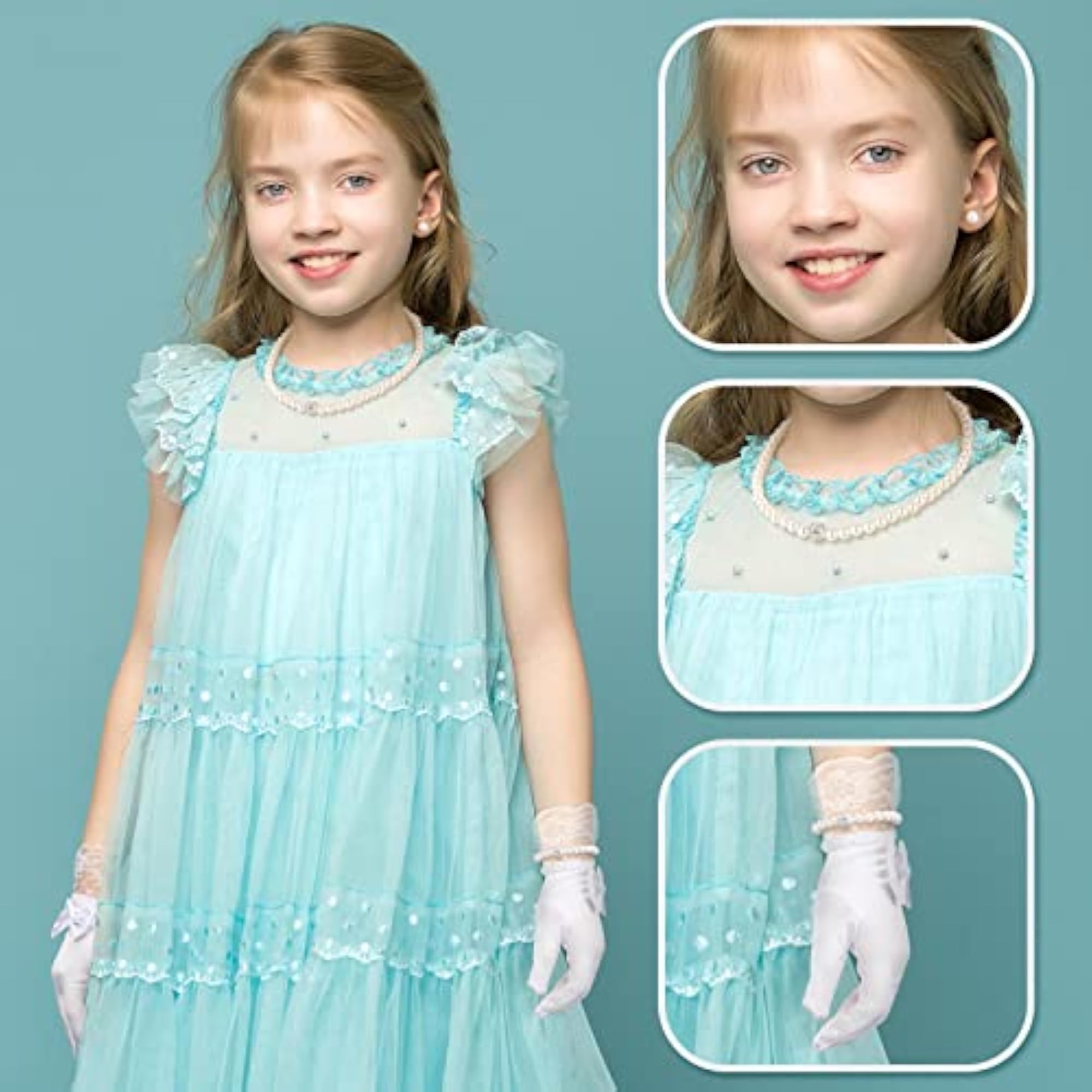 4-Piece White Pearl Necklace Set for Little Girls