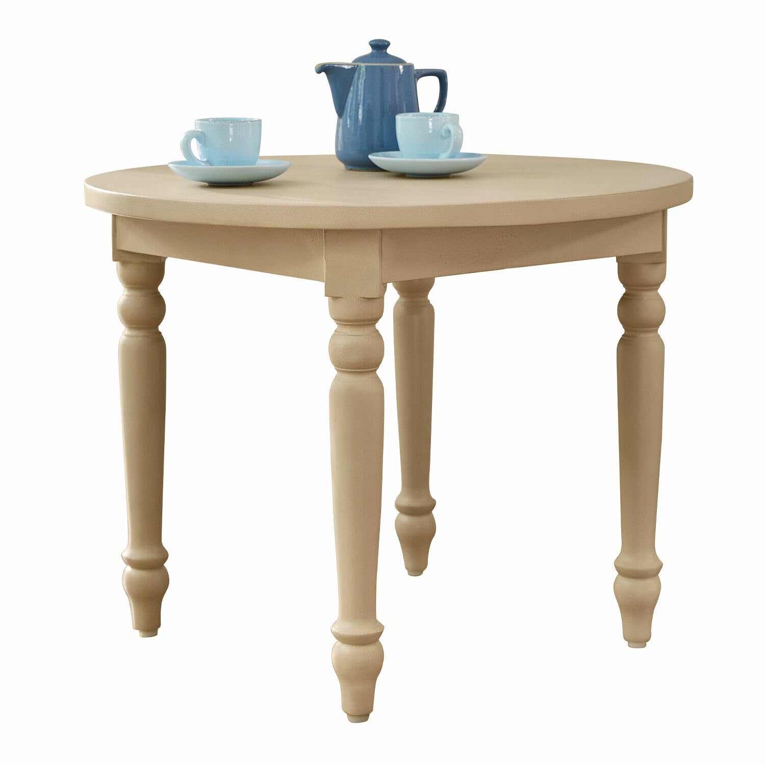 Loberon Kindertisch Sourila, Kindgerechte Größe, Stilvolles Landhaus-Design, Runde Tischplatte, Gedrechselte Beine, Kinderzimmer, Mangoholz, beige