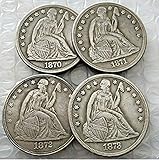 Rare 1870-1873 Full Set 4 pcs Seated Liberty American US Dollar Antique Restrike Silver Color Coins. Explore Now!