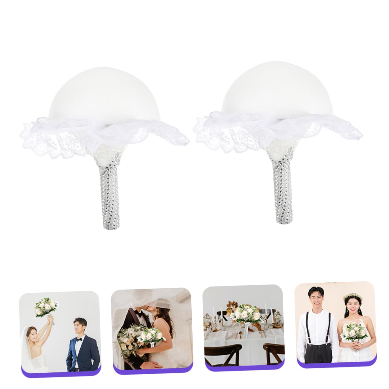 Support Bouquet Mariée En Mousse - Porte-Bouquet Mariage Avec Dentelle Romantique