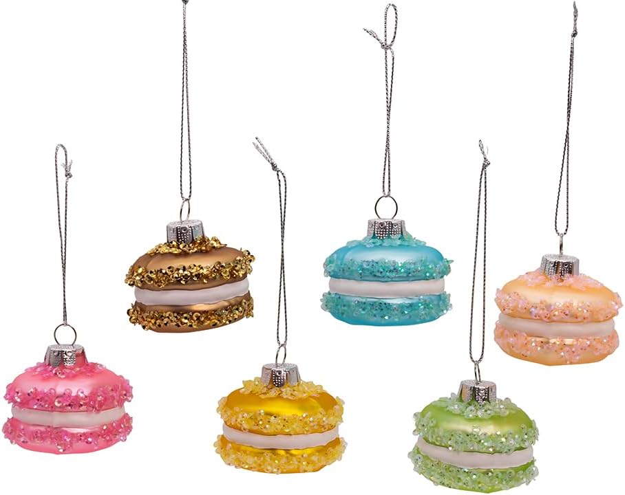 Kurt Adler 1.75-inch Glass Macaron Ornaments 6pc Set