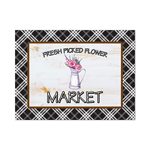 Tableau bois fleuri rustique et panneau suspendu fleurs fraichement cueilles