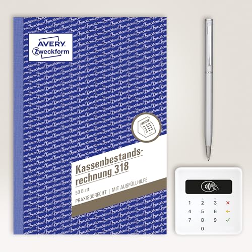 AVERY Zweckform 318 Kassenbestandsrechnung (A5, 50 Blatt, Ermittlung der Tageseinnahmen & Kassenbestand, von Rechtsexperten geprüft, für DE/AT, zur ordnungsgemäßen Buchführung) weiß