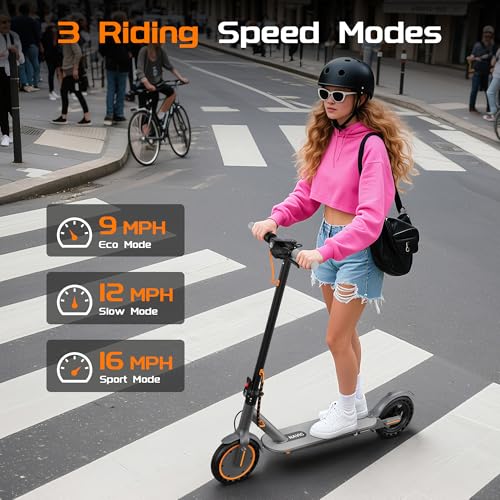 Image of NAVIC Adult Electric Scooter, Folding E Scooter with 350W Powerful Motor, 8.5 inch Solid Tires, 16Mph, 16 Miles Max Range, Commuting Scooters with Dual Brakes System, APP