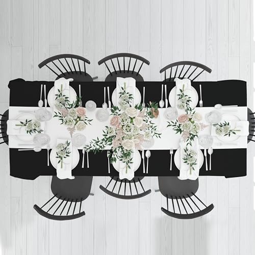 Image of HOME COLORS.IN Cotton Plain 6 Seater Table Cover - Machine Washable - Durable - Dining Table Cloth - 60 x 84 Inch - Black