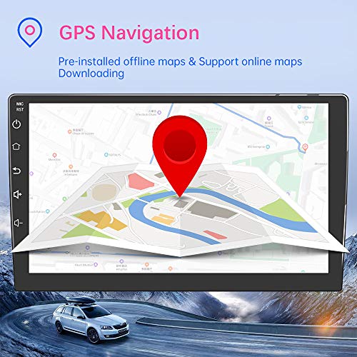 Double Din Android Bluetooth Car Stereo,10.1'' Voice Control Car Stereo with GPS Touch Screen Player,Car Audio Radio Receiver,Support WiFi,USB,FM,Mirror Link,Video Output,Backup Camera (1G RAM 16G ROM