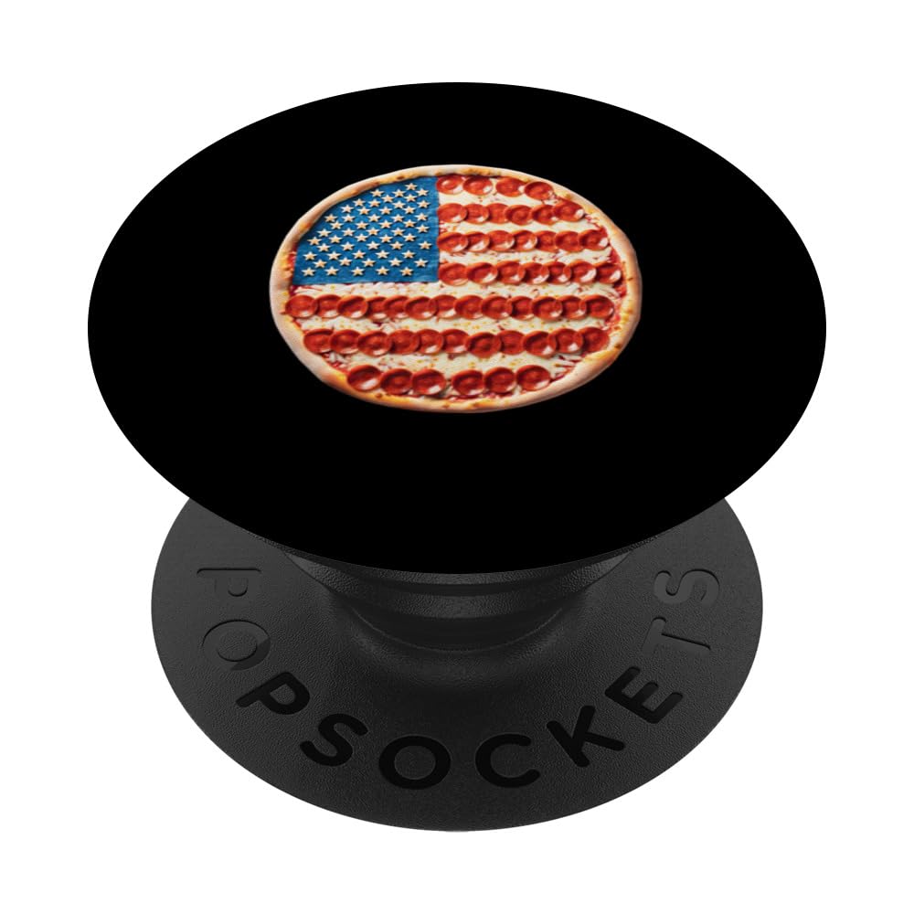 Pizza Patriot Veterans Day Tribute Veteran Day American Flag PopSockets Swappable PopGrip, Black