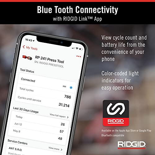 Ridgid 57363 Model Rp 241 Compact Press Tool Kit With 1/2"-1-1/4" Pro Press Jaws And Bluetooth #TOP4