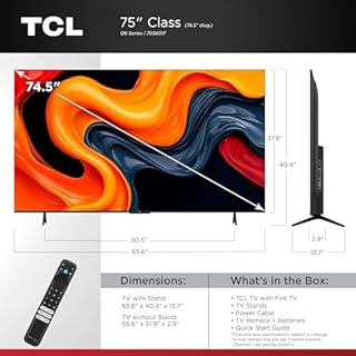 TCL 75-Inch Class Q6 QLED 4K Smart TV with Fire TV (75Q651F, 2025 Model), Dolby Vision, HDR PRO+, Dolby Atmos, Alexa Built-in with Voice Remote, Apple AirPlay 2 Compatibility, Streaming Television