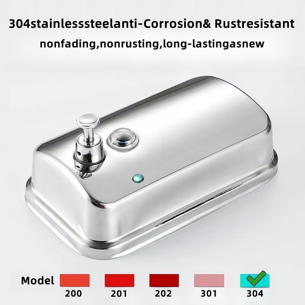 Commercial Soap Dispenser Wall Mount Stainless Steel Manual Pump Liquid Rust-Proof Leak Free for Bathroom Restaurant 500ml/17oz (White and Silver) - Image 6