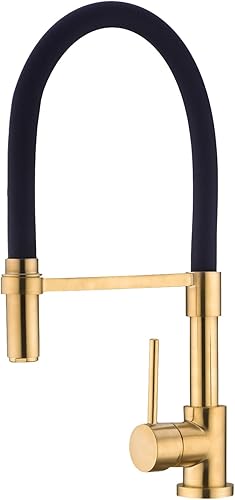 Grifo de cocina blanco, grifo de cocina comercial con rociador extraíble y placa de cubierta, pre-enjuague, resorte de arco alto giratorio de 360