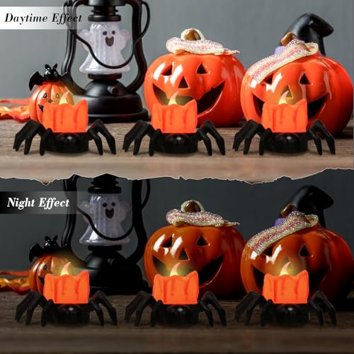 Image of Halloween Decorations Tea Lights Candles with 6H Timer, 6 PCS Φ 1.6 inch H 1.6 inch Battery Operated Halloween Candles Flameless LED Candle Holders Flickering Table Party Halloween Decor Indoor