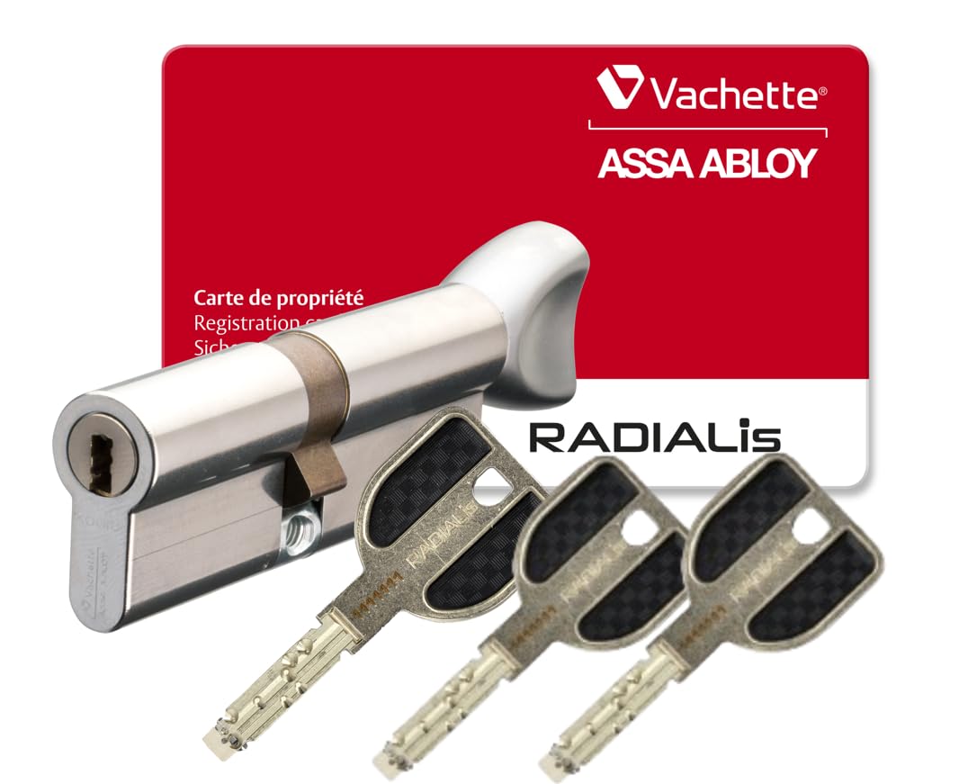Vachette Radialis Knaufzylinder, vernickelt, 32,5 x 32,5-3 Schlüssel