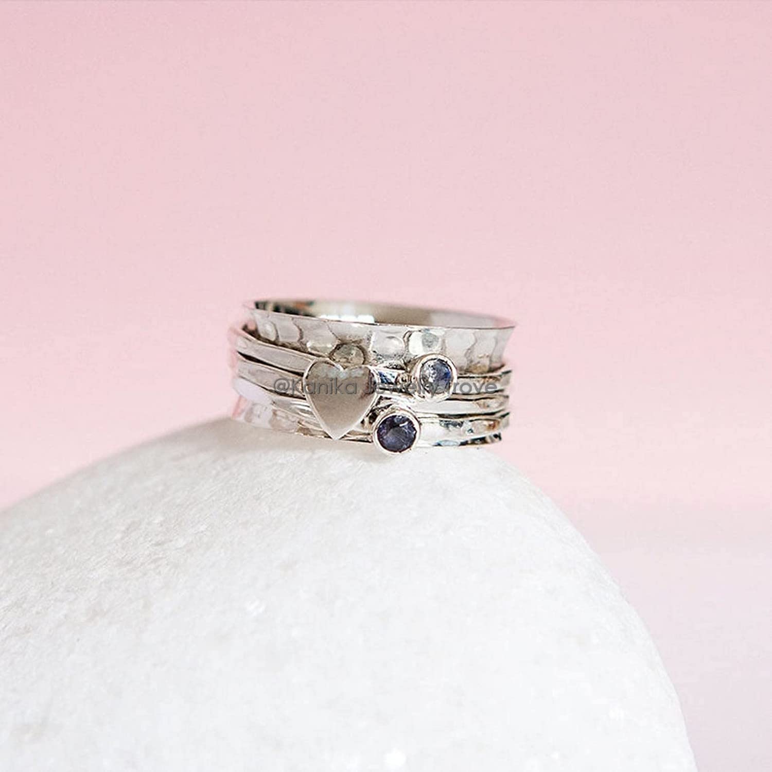 Customize your ring with any gemstone/birthstone, Red Onyx and Citrine Thumb 925 Sterling Silver Ring for Women, Size 10