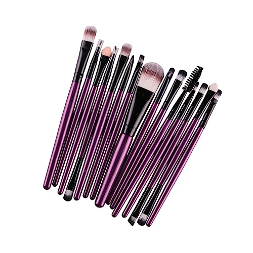 UKCOCO 15pièces Kit de Pinceaux Maquillage Femme Manche Plastique Poils Nylon Incluant Pinceau Blush