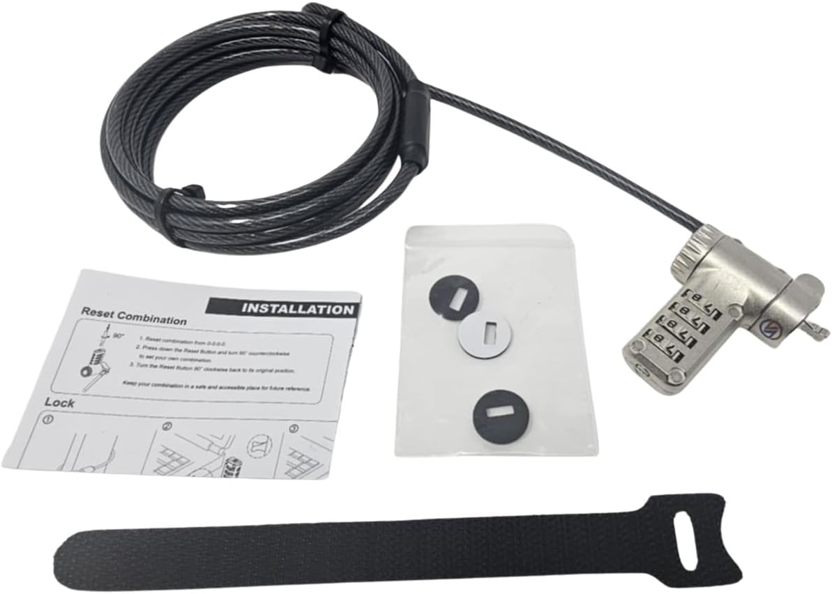 Sendt Black Universal Notebook Laptop Combination Lock Security Cable for Kensington Wedge Nano and Most Other Security Slots