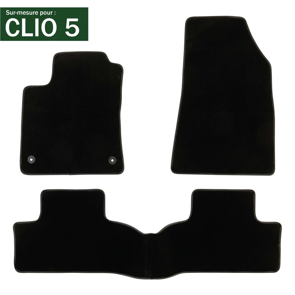 DBS - Automatten - op maat gemaakt voor Clio 4 (2012-2019) - met bevestigingsclips - antislip vloermatten voor auto - 4 stuks