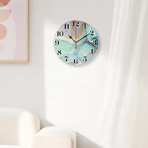 Miniatura 4 de Relojes de pared a pilas de 12 pulgadas, mármol verde lima, decoración silenciosa del hogar para baño, sala de estar, dormitorio