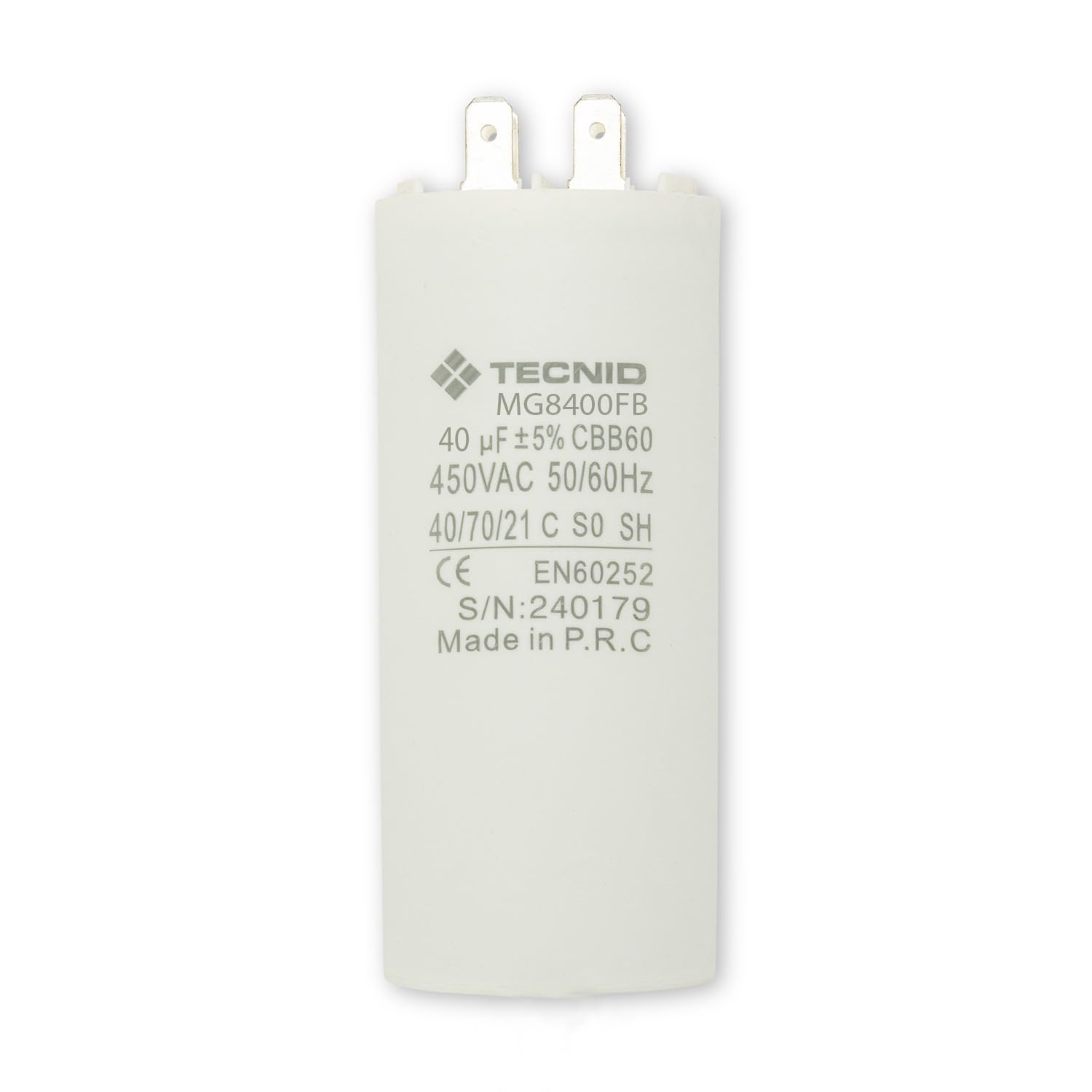 Condensatore di Spunto 45µF 450V AC fondo piatto Per Motori Monofase