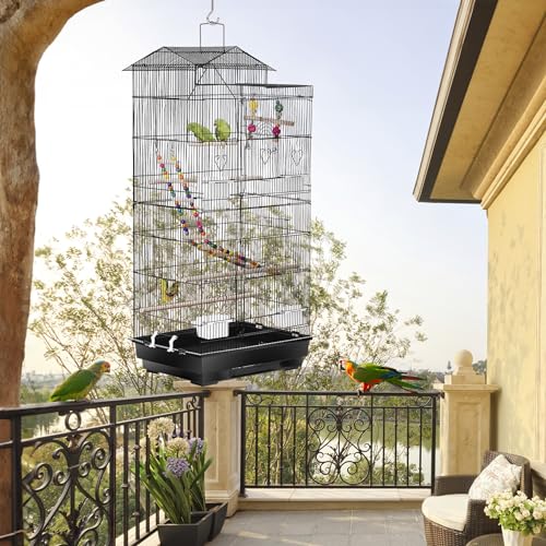 image for SUPER DEAL 39'' Roof Top Parrot Bird Cage with Toys for Cockatiel Sun 