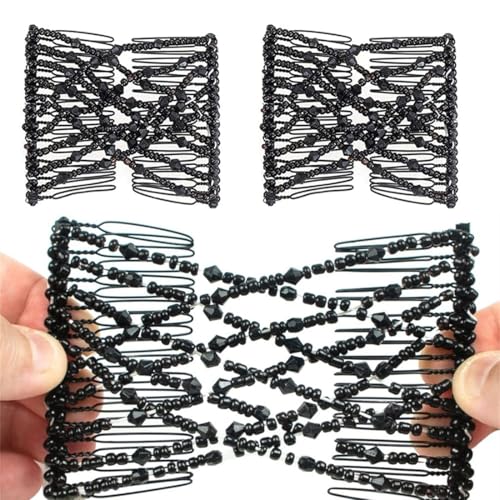 JEYORZY Lot de 2 peignes à cheveux magiques avec perles élastiques - Pinces à cheveux pour femme...