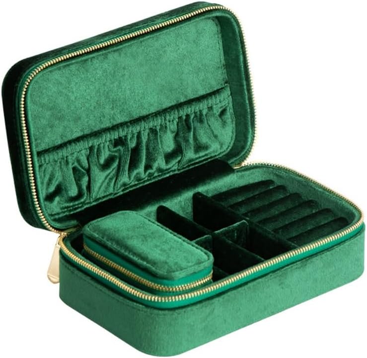 Mother and Son Set Jewelry Box Green Velvet Storage Bag