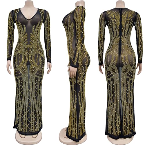 Image of PORRCEY Sexy Elegant Rhinestone Party Club Night Formal Dress for Women