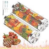 ZORMY 2pcs Rolling Grill Baskets,Grill Veggie...
