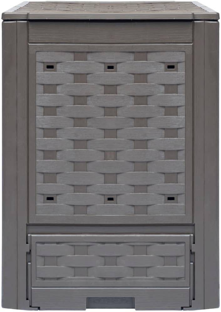 Garden Composter Brown 23.6"x23.6"x32.7" 79.3gal Plastic Rattan