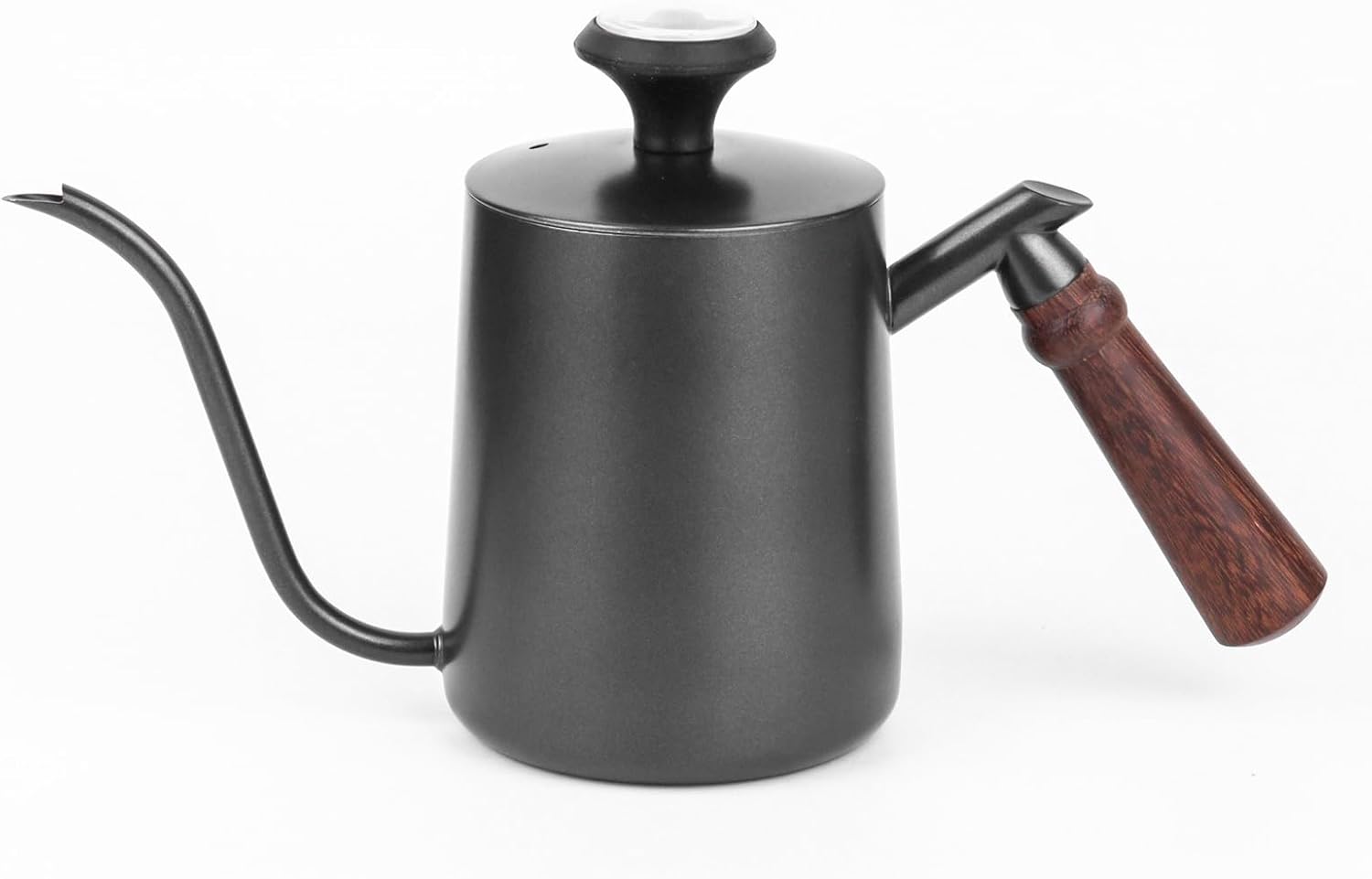 Pour-over kettle with thermometer, 600ml capacity, leak-proof one-piece 304 stainless steel gooseneck spout, food-grade easy-clean, suitable for pour-over coffee, French press, and tea.