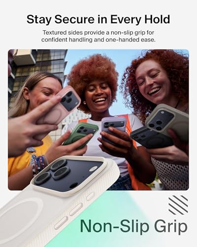 Image of Belkin Case for iPhone 17 PRO MAX MagSafe Compatible - SheerForce Magnetic Phone Cover - Slim, Shockproof, Anti-Yellowing, Drop Protection - Sand