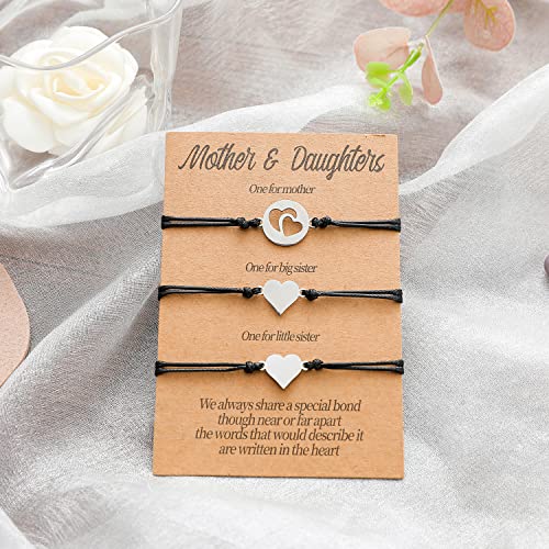 COLORFUL BLING 2-3Pcs Mother Daughter/Son Card Bracelets Set Matching Heart Wish Bracelets for Women Girls Mother's Day Gifts for Mommy & Me-A - Image 4