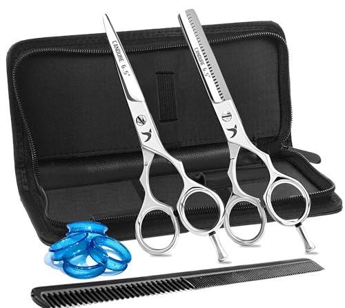 Candure Ciseaux Coiffure Professionnel Set Coupe de Cheveux Amincissement Acier Inoxydable Désépaissir & Sculpteur Effiler Peigne de Coiffure pour Hommes,...