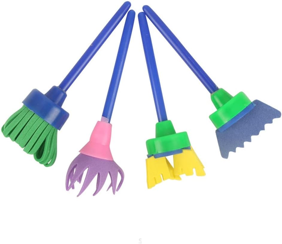 JSEIAJB Sponge Brush 4-Piece Seal Graffiti Tool Painting Sponge Brush Broom Set DIY Art Paint Graffiti