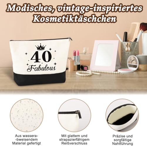 Giftota 40. Geburtstag Geschenk Frau – Vintage 1986 Canvas Einkaufstasche Tragetasche & Kosmetiktasche Set mit Grußkarte – 40. Geburtstagsgeschenk für Mama, Freundin, Kollegin oder Schwester