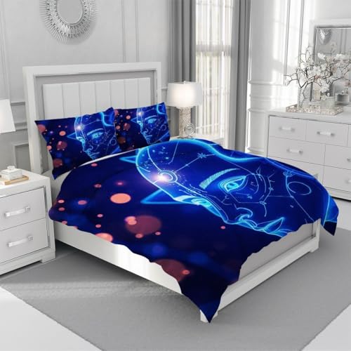 Housse de couette 220x240 maquillage bleu 3 pièces en microfibre de qualité - 5