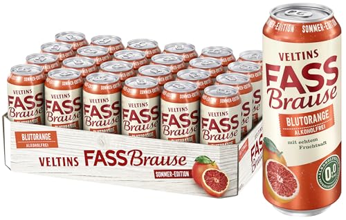 VELTINS Fassbrause Blutorange Alkoholfrei, EINWEG (24 x 0.5 l Dose)