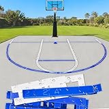 Basketball Court Stencil Kit for Concrete – Thick Plastic, Reusable & Waterproof Court Line Marking Kit, Easy Assembly for Driveway, Backyard, or Playground – Includes Key & 3-Point Lines