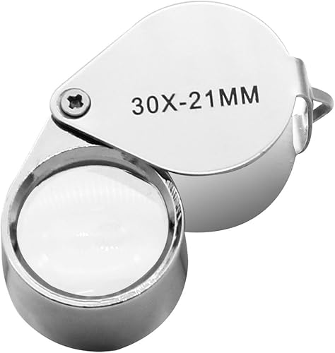 Miniatura 2 de QiCheng&LYS Jeweler - Lupa de bolsillo con lente de cristal 30X para joyas, monedas, sellos, antigüedades y más (plateada)