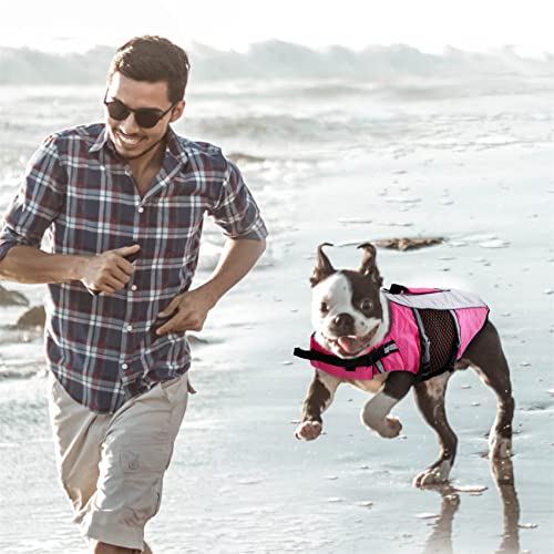 Afr&Rf Dog Life Jacket Swimming Vest Lightweight High Reflective Pet Lifesaver With Leash Lift Handle Ring,Pink,Xs #TOP5