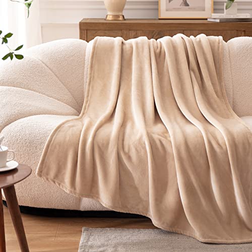 Bertte Ultra Velvet Plush Super Soft Decorative Throw Blanket-50"X 60", Light Beige #TOP5