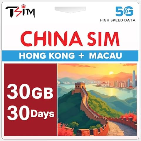 Chiny karta SIM 30 dni 30 GB | okładka w Hongkongu i Makau | szybkie dane 5G/4G | obsługa hotspotów | taryfa do napełniania | automatyczna aktywacja | Tylko dane (bez numeru telefonu) | obsługa 24 × 6