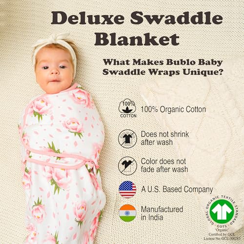 Image of Swaddle Blankets for Baby Girl, 3-6 Months Old Large Size, 3 Sets of Infant Adjustable Swaddles Wrap Sack, 0.5 TOG Breathable Cotton, Pink