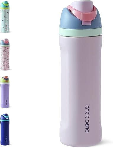Miniatura 13 de DLOCCOLD Botella de agua aislada de acero inoxidable con pajita para deportes, viajes y escuela, botella de agua deportiva de 24 onzas, termo a