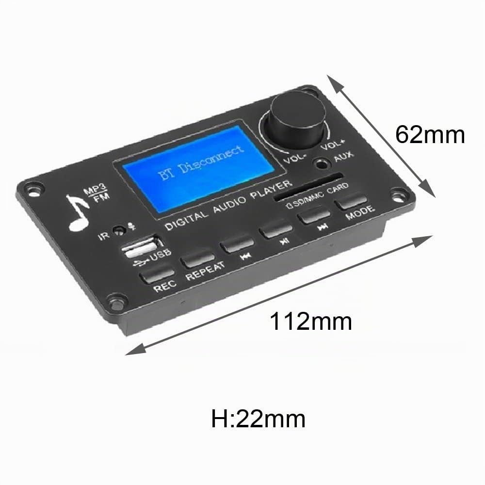 Bluetooth Decoder Board, DC 12V Bluetooth 5.0 MP3 Decoderplatine, Auto Leistungsverstärker Platine mit Fernbedienung, MP3+WMA+WAV+FLAC+APE