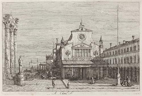 Lienzo Canaletto Veduta immaginaria di Giacomo Di Rialto cuadro decorativo para oficina 60x90cm